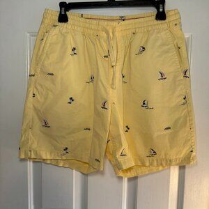 Vans Yellow Flat Front Relaxed Fit Shorts with Nautical Print